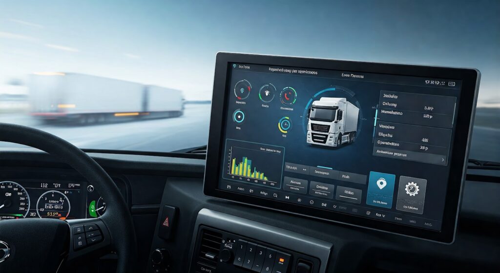 Fleet management software dashboard with real-time vehicle data