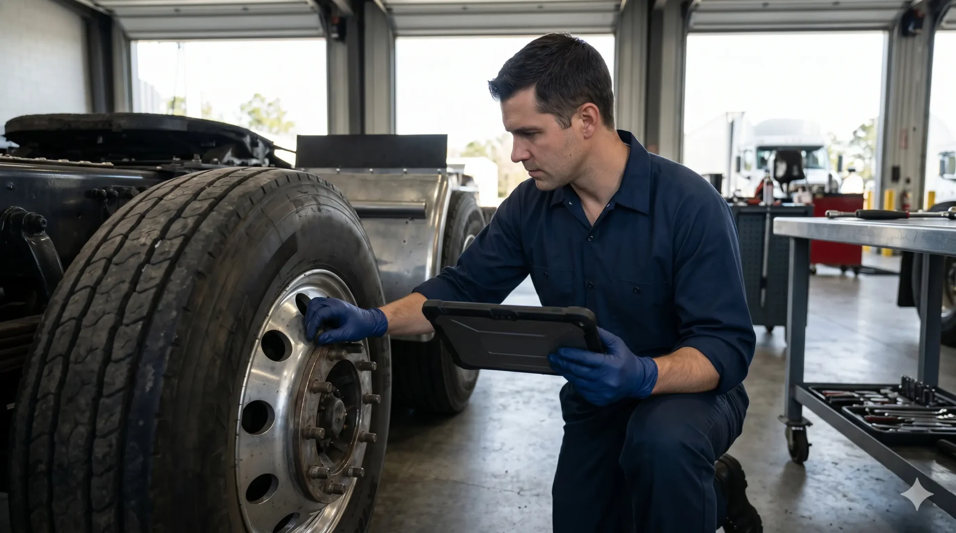 Technician conducting DOT records management inspection