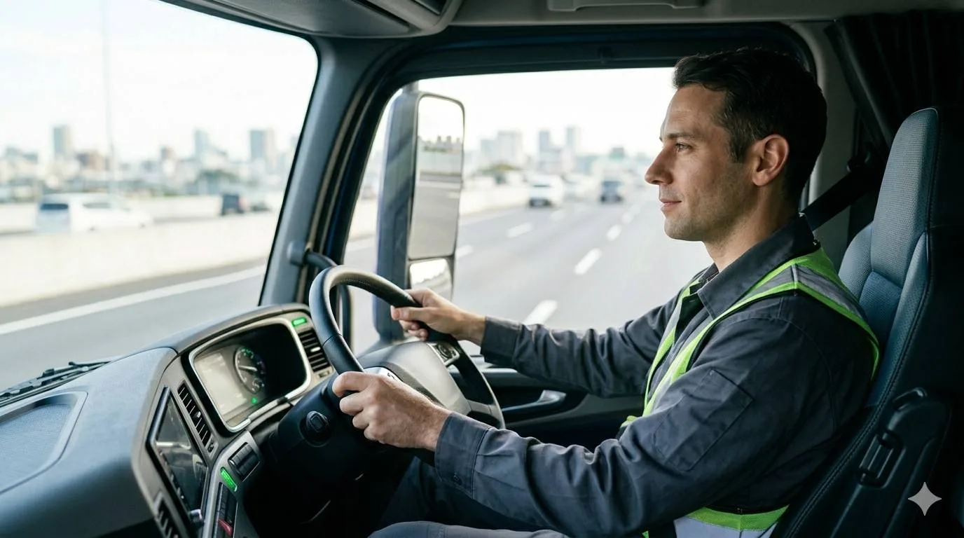 Truck driver focused on fleet safety on the road
