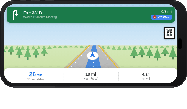The Fleetworthy app showing a weigh station bypass decision and real-time safety alerts